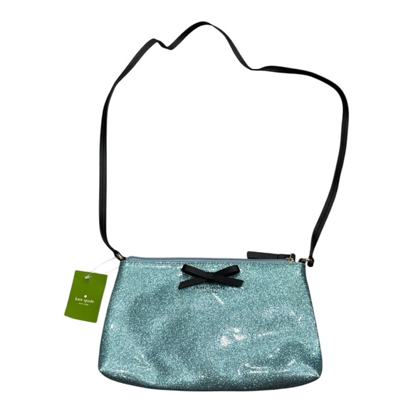 NWT Kate Spade Blue Glitter with Black Bow Crossbody - Picture 1 of 7